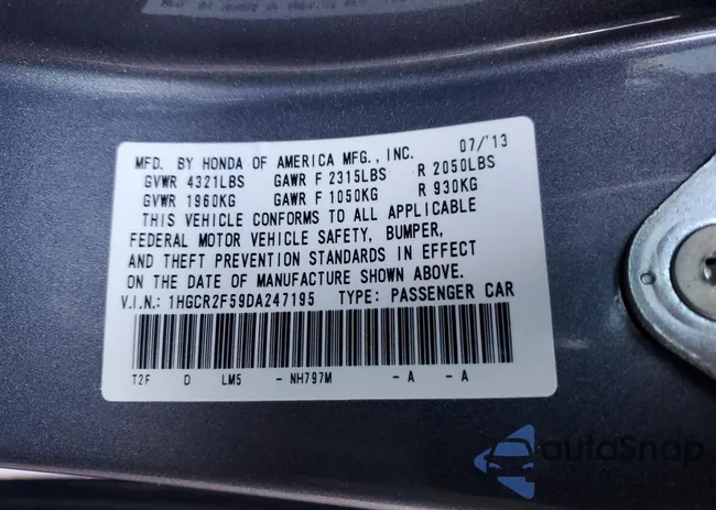 1HGCR2F59DA247195: 92913205