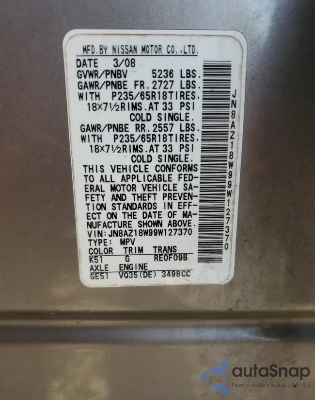 JN8AZ18W99W127370: 90803095