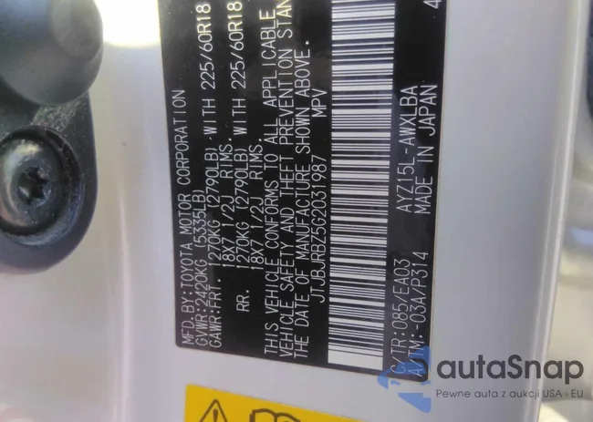 JTJBJRBZ5G2031987: 91519335