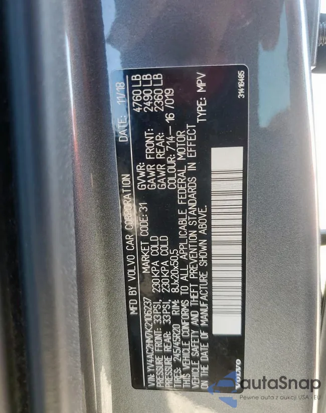 YV4AC2HM7K2106237: 89909165