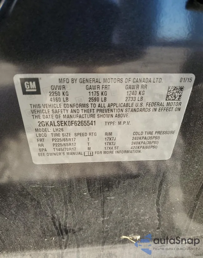 2GKALSEK0F6265541: 92900445