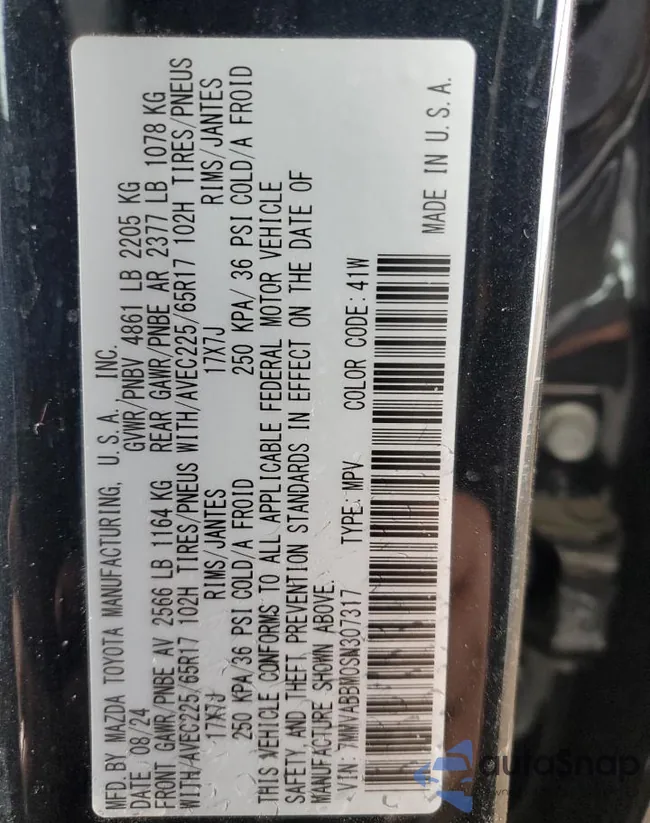 7MMVABBM0SN307317: 91884395