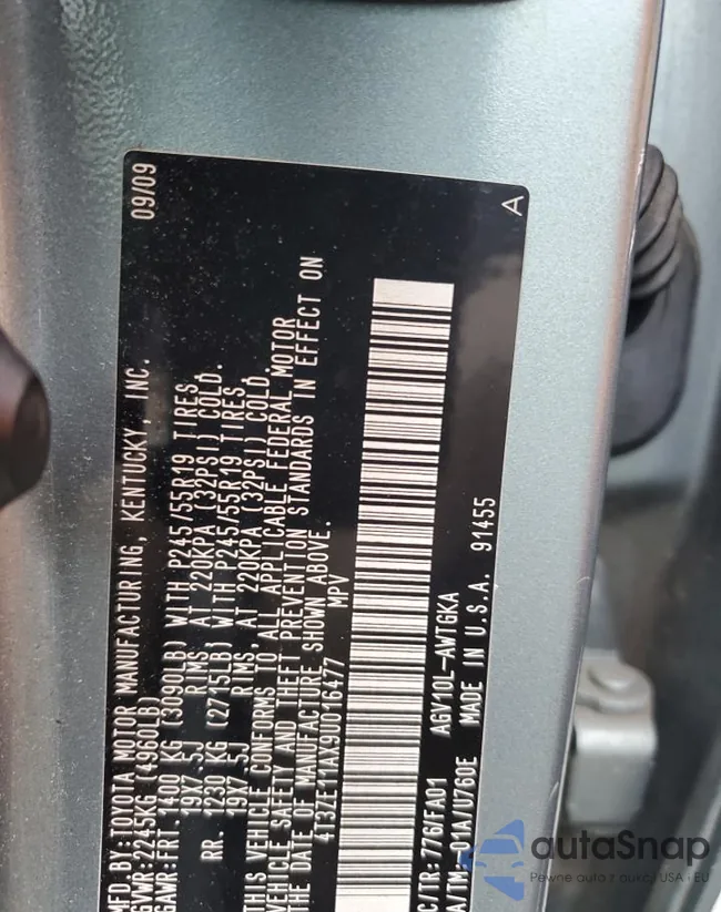 4T3ZE11AX9U016477: 91120375