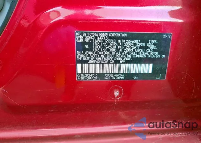 JTMZF4DV1CD031936: 91308875