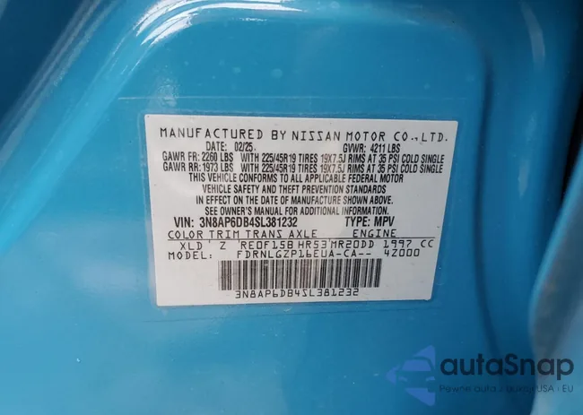 3N8AP6DB4SL381232: 91686165