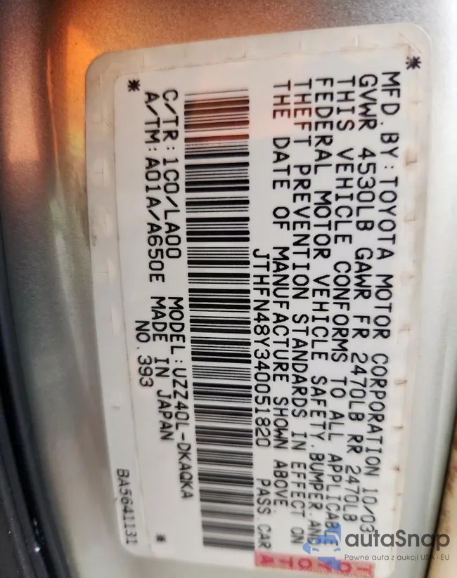 JTHFN48Y340051820: 93554445