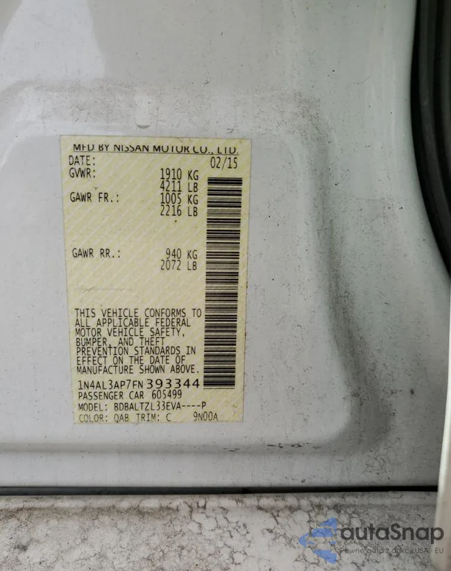 1N4AL3AP7FN393344: 91297975