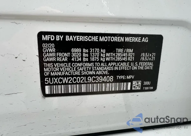 5UXCW2C02L9C39408: 92654145