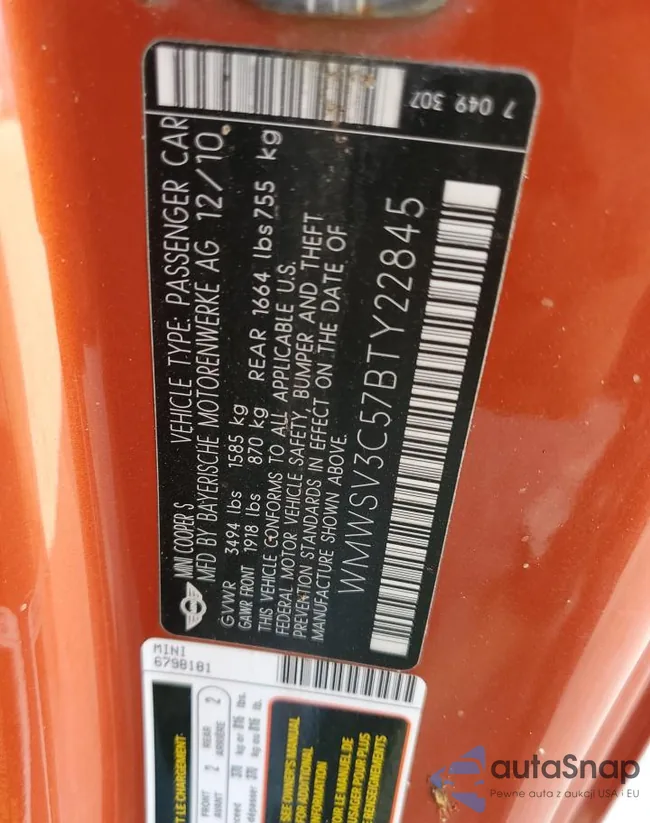 WMWSV3C57BTY22845: 91703085