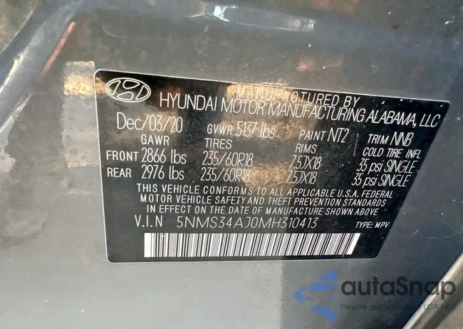 5NMS34AJ0MH310413: 91517905