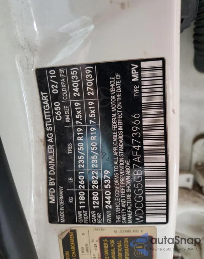 WDCGG5GB7AF473966: 91397495