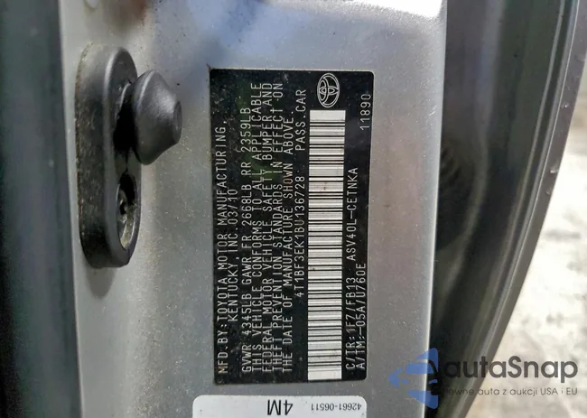 4T1BF3EK1BU136728: 94057005