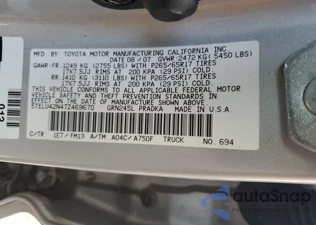 5TELU42N47Z469670: 90505285