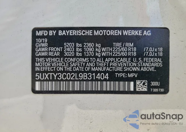 5UXTY3C02L9B31404: 93264285