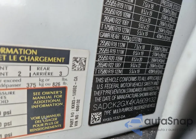 SADCK2GX4KA609132: 90652785