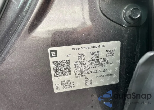 1GKKNULS8JZ152110: 91471465