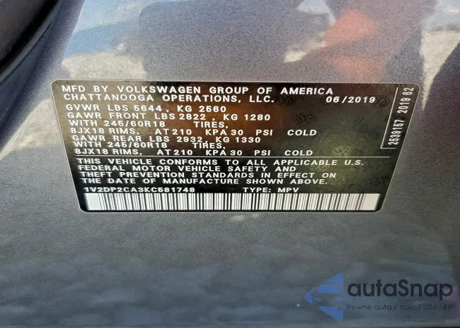 1V2DP2CA3KC581748: 94225795