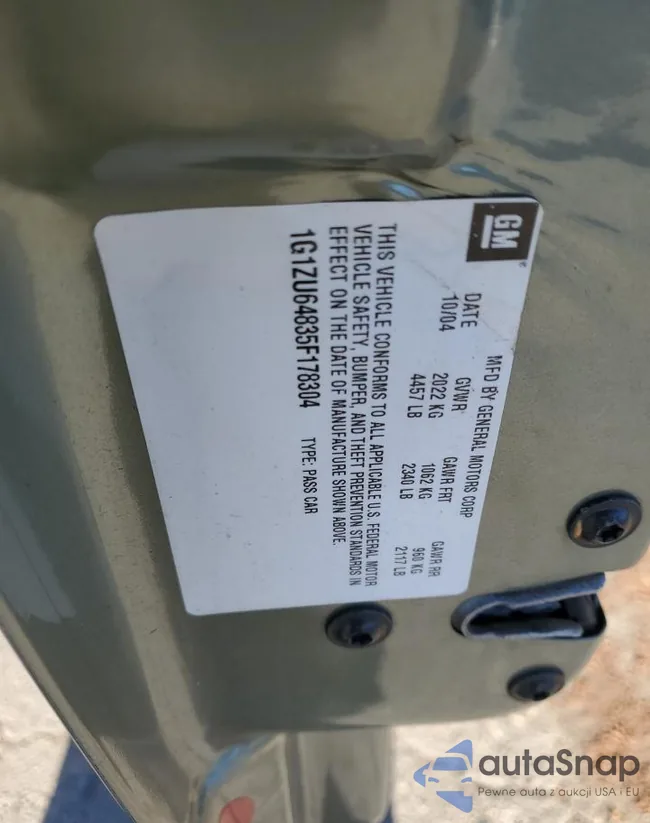 1G1ZU64835F178304: 91606075