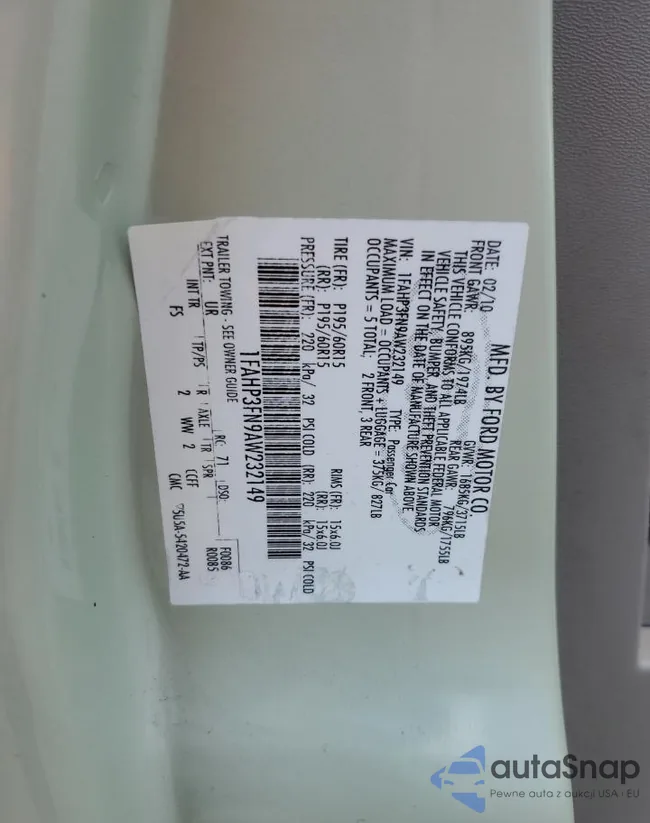 1FAHP3FN9AW232149: 86843014