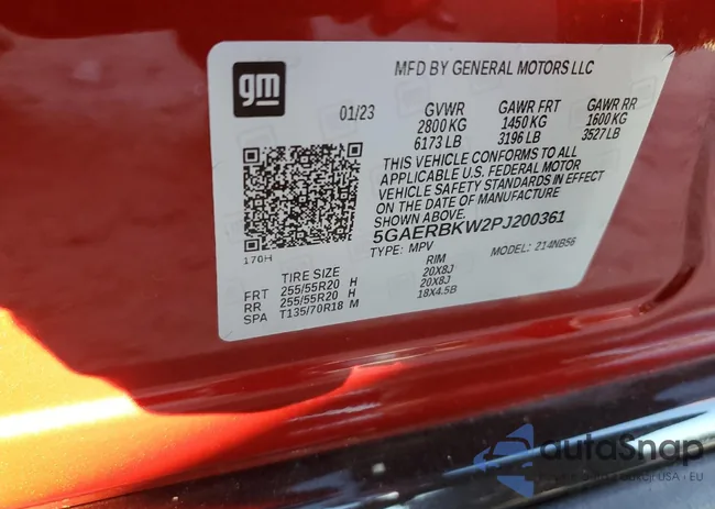 5GAERBKW2PJ200361: 85517764