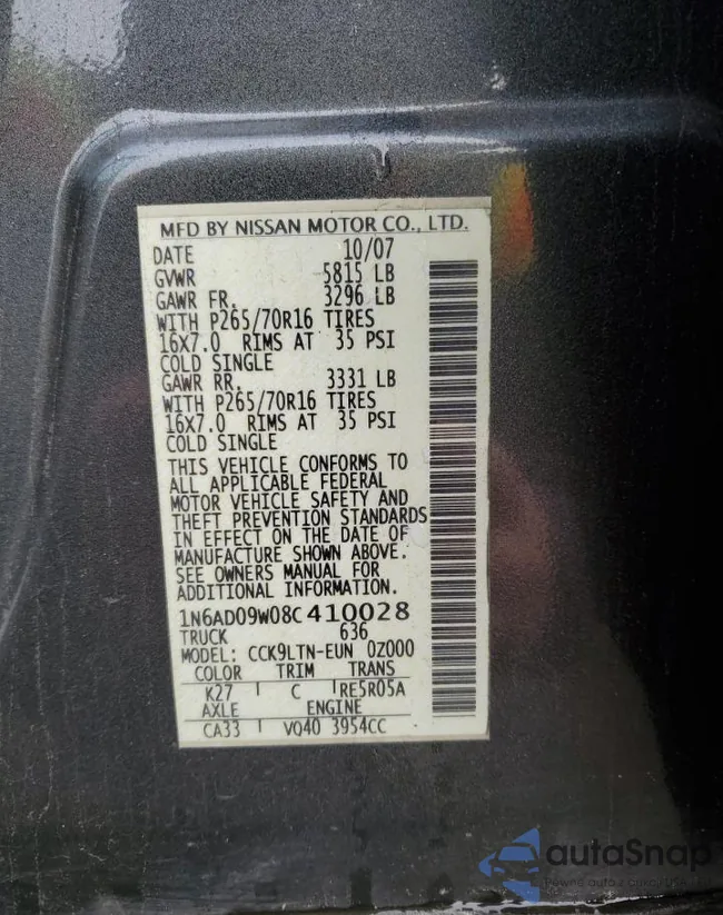 1N6AD09W08C410028: 83059464