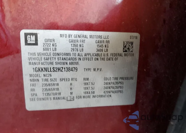 1GKKNLLS2HZ138479: 86821164