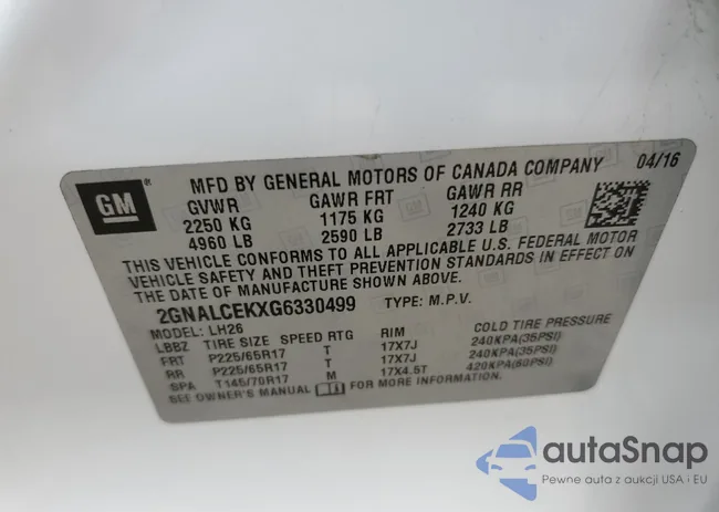 2GNALCEKXG6330499: 85337334