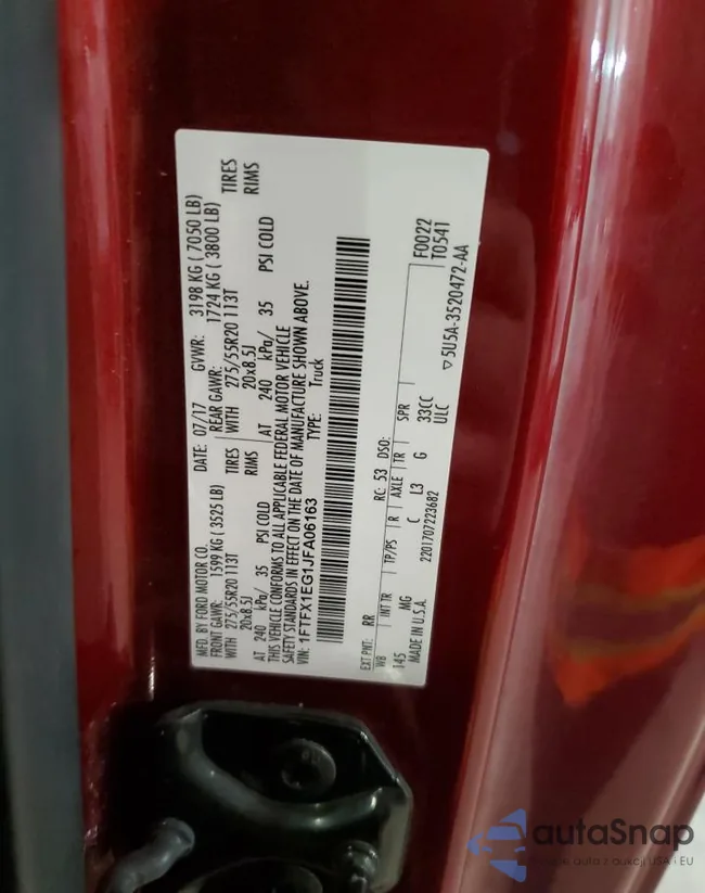 1FTFX1EG1JFA06163: 85454904