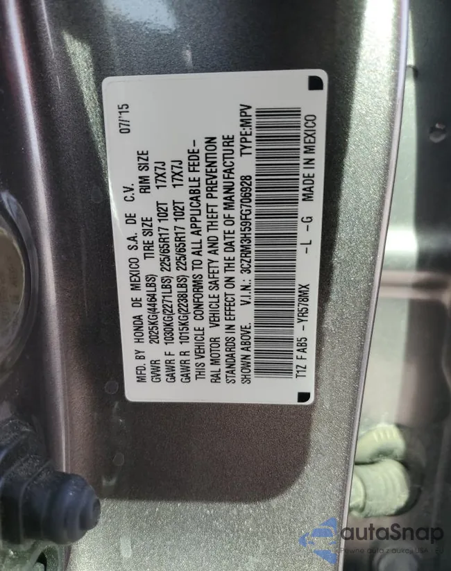 3CZRM3H59FG706928: 84456654