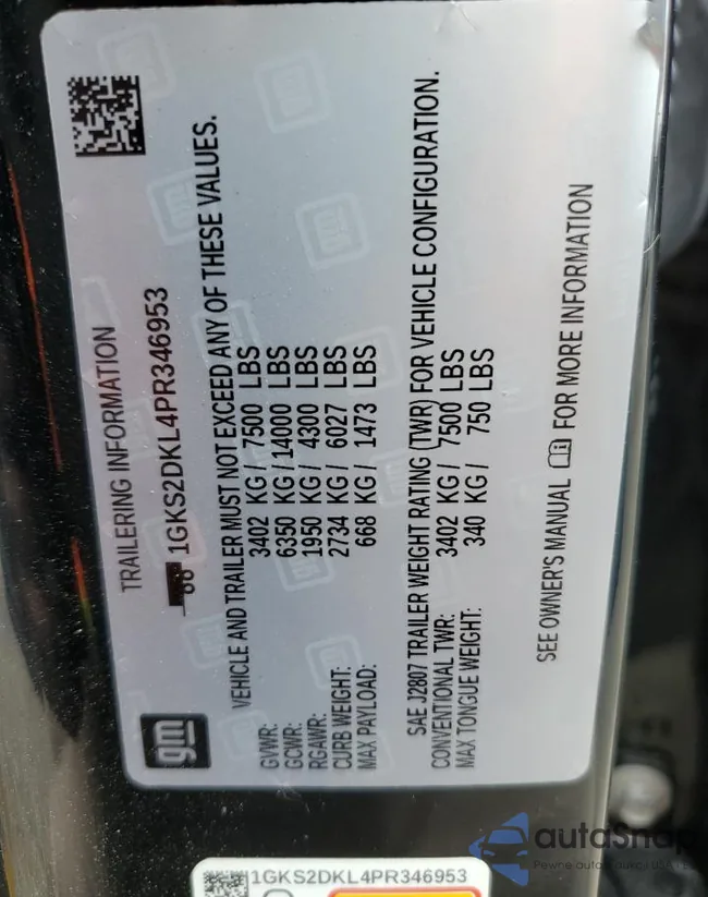 1GKS2DKL4PR346953: 85338214