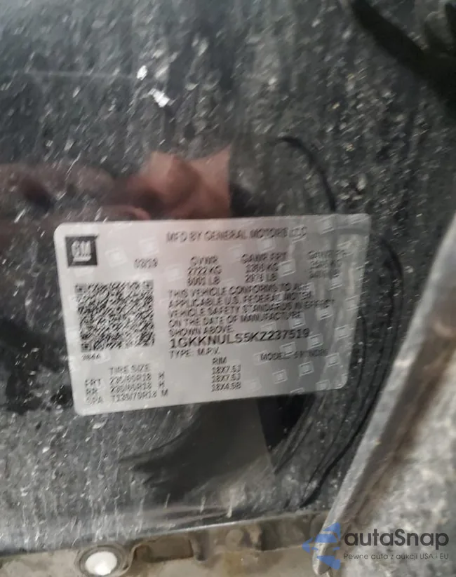 1GKKNULS5KZ237519: 85644834