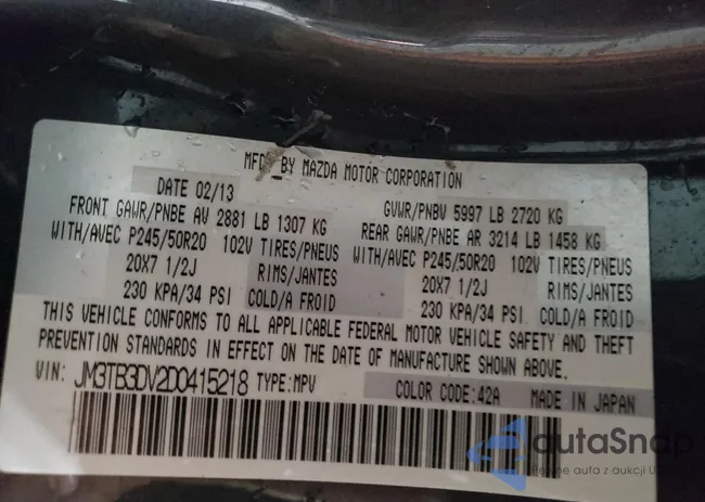 JM3TB3DV2D0415218: 85170854