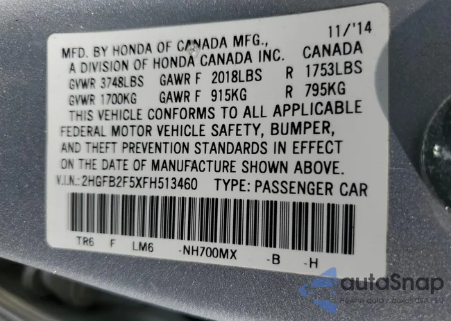 2HGFB2F5XFH513460: 82982284