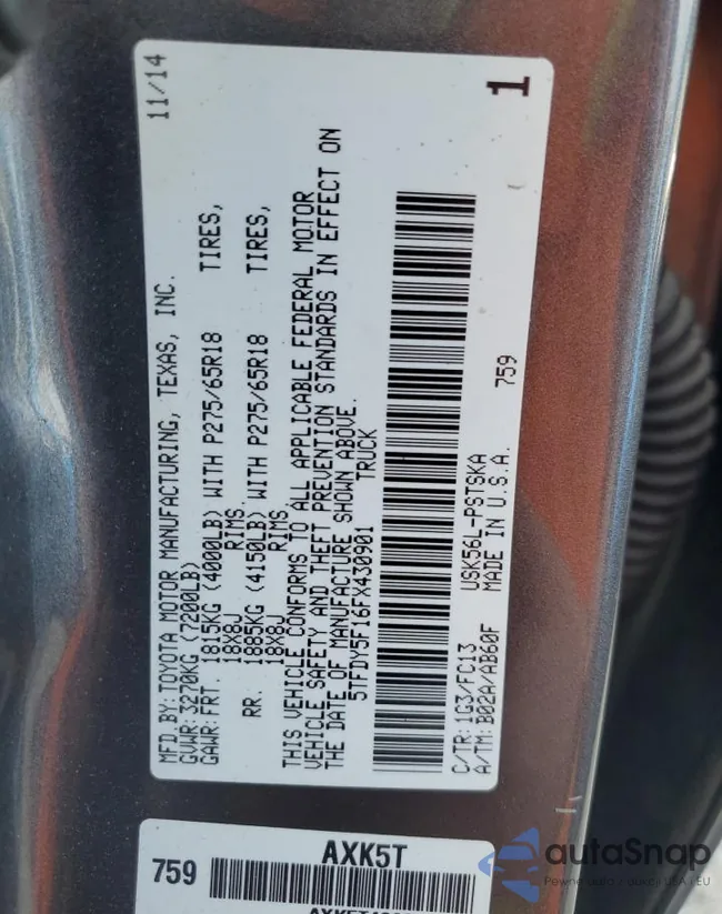 5TFDY5F16FX430901: 81965394