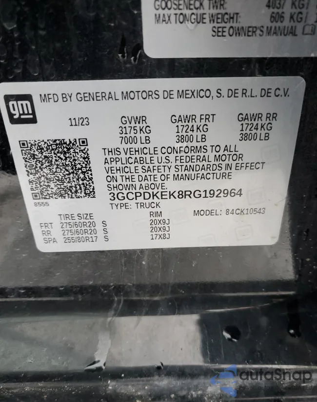 3GCPDKEK8RG192964: 85155204