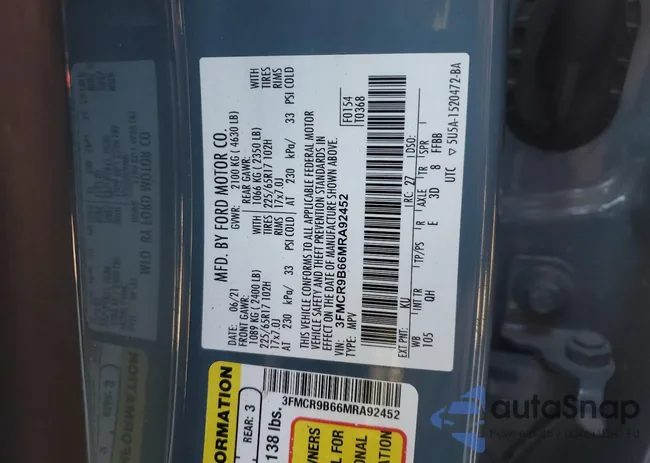 3FMCR9B66MRA92452: 86082324