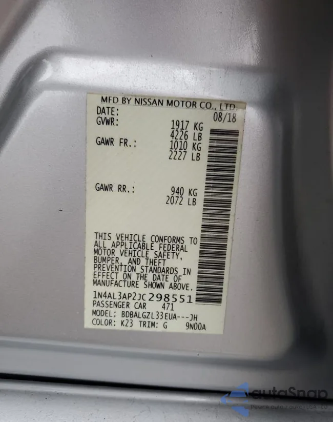 1N4AL3AP2JC298551: 85652814