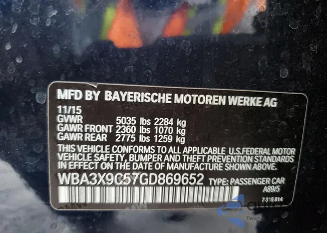 WBA3X9C57GD869652: 85641524