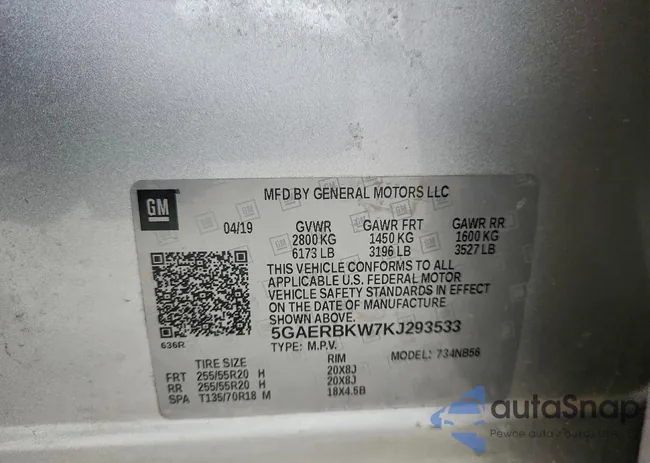 5GAERBKW7KJ293533: 96536185