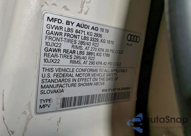 WA1FVAF19LD008591: 96546925