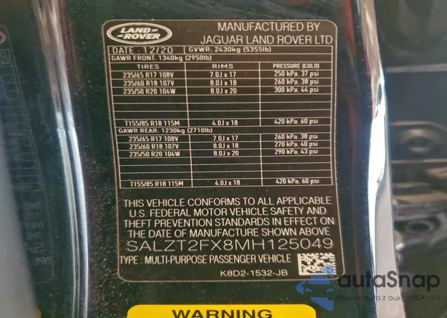 SALZT2FX8MH125049: 95113085