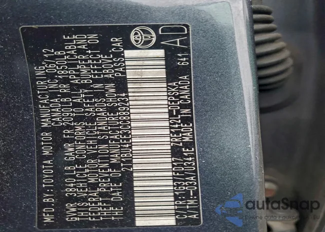 2T1BU4EE3CC889234: 97634475