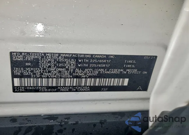 2T3F1RFVXMC216584: 96033335