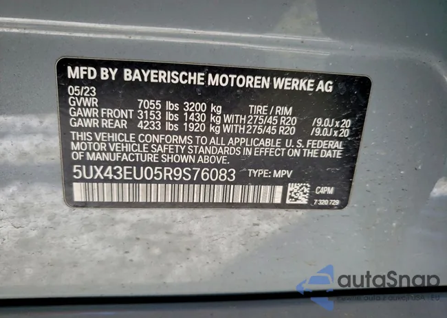 5UX43EU05R9S76083: 97277065