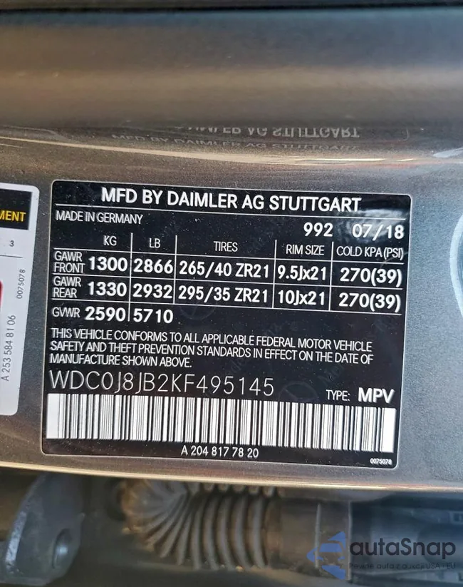 WDC0J8JB2KF495145: 96104485