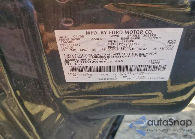 1FTRX12W48FC01905: 96310735