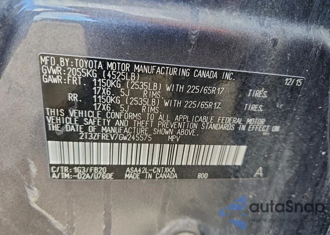 2T3ZFREV7GW245575: 98048095