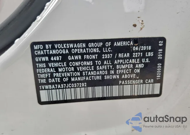 1VWBA7A37JC037292: 93723885