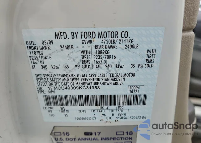 1FMCU49309KC31953: 95745205