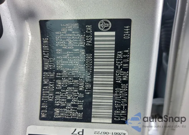 4T1BF1FK4CU202080: 95412455